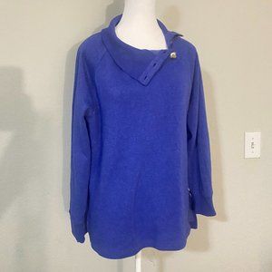 J Crew Soft Blue Pullover with Button Collar Sweatshirt - Size Small